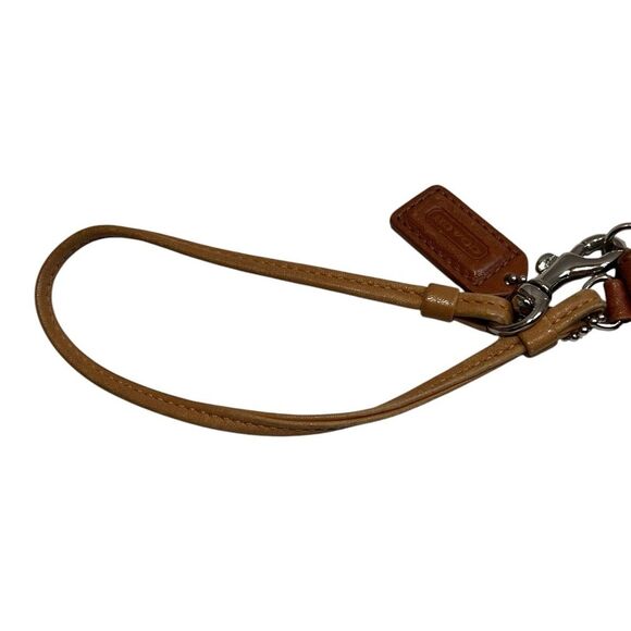 Vintage Coach Brown & Tan leather Wristlet with Zip top and Snap pouch - Picture 6 of 12